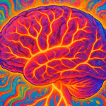 A vibrant colourful potrait of the human brain.