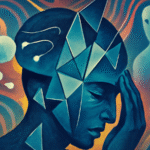 Illustration depicting the neurochemical pathways associated with schizophrenia, highlighting dopamine receptors and opioid system interactions within the brain.